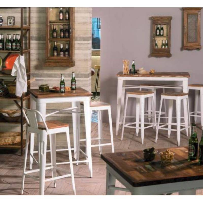 Tavoli bar ferro bianco e legno